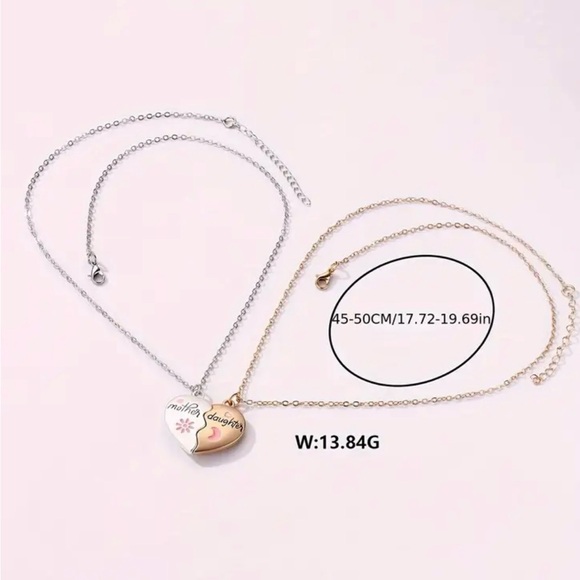 2pcs Sun & Moon Matching Heart-shaped Pendant Necklace Set - Picture 2 of 4